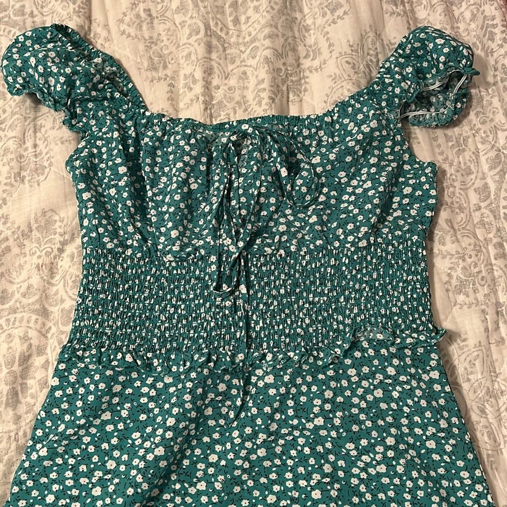 Green floral dress